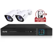Elinz 4CH DVR AHD 1080P HD CCTV 2x Outdoor Bullet Security Camera System Surveillance Video & Audio Recording 2TB HDD