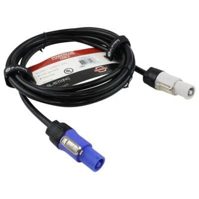 Blastking 10 Ft / 3.04 M Powercon Blue Male to Powercon White Male Cable