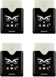 OWL The Only Flat Car Window Glass Breaker & Seatbelt Cutter Card Emergency Escape Rescue Hammer Safety Life Saving Crash Survival Kit 2-in-1 Tool - Made in USA (4 Pack Black)
