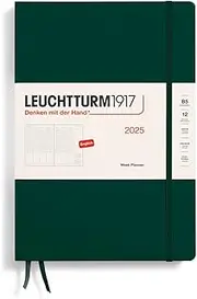 LEUCHTTURM1917 370692 Weekly Planner 2025, Composition B5 Hardcover - 12-Month Calendar, Lined - Forest Green, English