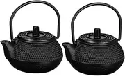 GREENADSCAPE 2pcs Small Cast Iron Teapot Decorative Teapot Ornament for Desktop and Home Decor Unique Birthday Present for Tea Lovers Compact Iron Teaware Model
