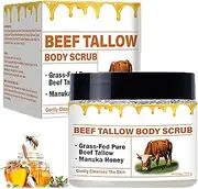 Beef Tallow Honey Balm for Skin - Grass Fed Beef Tallow Honey Moisturizer for Face, Tallow Body Scrub, Whipped Organic Unscented Fast Absorption Tallow Cream Infused with Manuka Honey