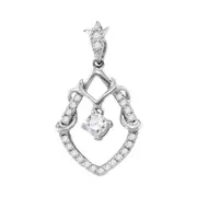 14k White Gold Round Diamond Framed Solitaire Pendant 1/4 Cttw