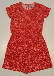 GIRLS size 10 Persimmon orangey red white cotton playsuit jumpsuit Anko NEW 309