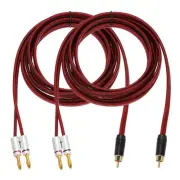 2 Pcs Gold Plated RCA Audio Cable, 1 RCA to 2 4mm Banana Plug, 9.8ft