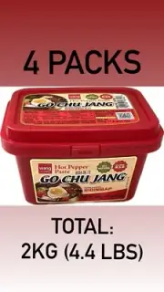 4 Packs Hot Korean Pepper Paste Go Chu Jang - No Added MSG - All Natural 4.4LBS