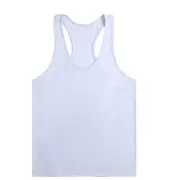 White Mens Gym Vest Tank Racer Back