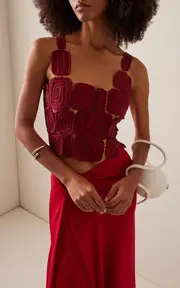 [Cult Gaia] Reia Beaded Woven Wool-Blend Top