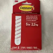 3M Command 5 LB Pack Of 8 Each Damage-Free Wall Hanging Replacement Strips New