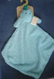 Levi And Emmie Plush Green Dinosaur Feather Knit Lovey Security Blanket NEW