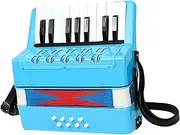 harayaa 17 Keys 8 Bass Piano Accordion Kids Accordion Toy Lightweight Hand Eye Coordination Small Button Accordion for Kids Beginner, Light Blue