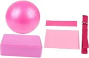 GOOHOCHY 5pcs Pilates Blocks Fitness Anti Burst Balance Chair Yoga Stretching Strap Stretch Band Fitness Yoga Ball Home Yoga Ball Gym Ball Yoga Blocks Balance Ball Pillow Explosion-Proof