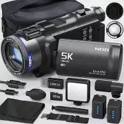 5K Video Camera, 48MP Ultra HD, 16X Zoom, 3.0" 270° Flip Screen, WiFi, Autofocus