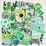 50pcs Waterproofl Cute Green VSCO Stickers For Water Bottle,Hydro Flask,Laptop