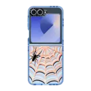 Galaxy Z Flip6 Impact Case HALLOWEEN SPIDER WEB 4, SPOOKY SPIDERS CORAL PEACH SCARY INSECTS CREEPY BUGS TRANSPARENT