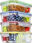 4 Pack 34 Oz Glass Meal Prep Containers - Dishwasher Microwave Freezer Oven Safe