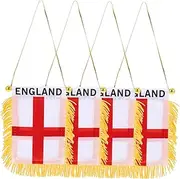 ULDIGI 4 Pack England Car Flags Mini Banners Rearview Mirror Decor Car Charm Hanging Accessories