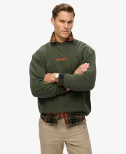 Micro Logo Graphic Loose Crew | Army Khaki