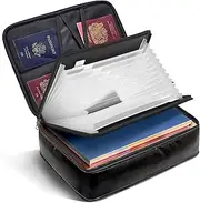 Lnopever Fireproof Document Bag with Lock, 5200°F A4 Folder Organiser Storage Box, Storage Box with 7 Compartments, Portable Decorative Hanging File Box for Home/Office