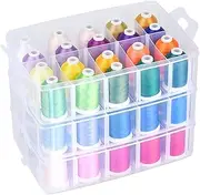 Simthread Machine Embroidery Thread Polyester 63 Colors with Plastic Storage Box for Embroidery,Sewing Machines
