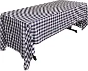 LA Linen Polyester Checkered 60 by 120-Inch Rectangular Tablecloth. Made in USA