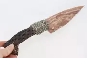 Flint Knapped Knife Jasper Blade Hafted on Cholla Cactus Handle w/Crushed Pyrite