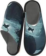 [GAIREG] Unisex Slippers for Home Men's House Shoes Memory Foam Slippers, Cat Jumping from Cliff, 4-5