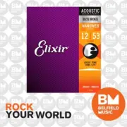 Elixir 11052 Acoustic Guitar Strings Nanoweb Light 12-53 80/20 Bronze A-NW-L