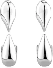 [Sadiyamo] 2 PCS Gold Plated Hip Hop Teeth Grillz Caps Single Top and Single Bottom Vampire Fangs Grills for Your Teeth Grillz Set for Men Women