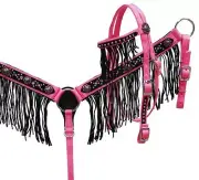 Showman Pony Size Bling Headstall and Breast Collar Set with FRINGE! FREE SHIP!