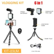 6 in 1 DSLR Phone Vlog Tripod Hot Shoe Phone Holder Tripod with Remote Control