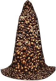 Funny Roasted Coffee Beans Print Unisex Hooded Cloak For Carnival Theme Party Decorations Witch Costume Cosplay