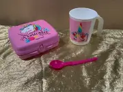 New Tupperware BEAUTIFUL Unicorn LOVERS Sandwich Keeper, Mug 350ml with Spoon