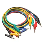 5Pcs Silicone Banana Plug to Crocodile Alligator Clip Test Probe Lead Wire Cable