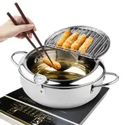 Deep Fryer Pot 11 Inch/4.2 L Janpanese Style Tempura Frying Pot With Lid