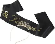 [Ipetboom] 1 Set Birthday Sash Tiara Fabulous Sash And Crown Golden 70th Birthday Decorations For Woman Mom Aunt Queen Party Favors Supplies Black