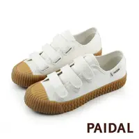 在飛比找momo購物網優惠-【Paidal】魔鬼氈休閒鞋餅乾帆布鞋(小白鞋)