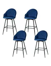 [Artiss] Swivel Metal Legs Bar Stools x4 in Blue