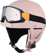 Half Hood Helmet with Large Frame Goggles Motorcycle Helmet Compact Moped Helmet Quick Release Buckle Comfortable and Durable for Adult Motocross - DOT/ECE Certified