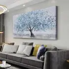 Tree of Life Wall Art Blue Tree Picture Wall Decor Artwork Framed Abstract Ca...