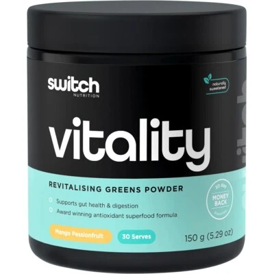 New Switch Nutrition Vitality Revitalising Greens Powder 150g Mango Passionfruit