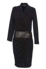Ponti Wrap Dress Suede Waistband--HOW-331B005C