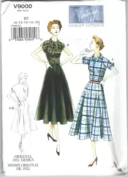 Vogue Sewing Pattern 9000, Retro 1951 Dress, Sizes 8 - 16, New