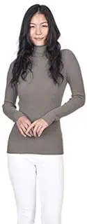 [State Cashmere] Women's 100% Pure Cashmere Long Sleeve Pullover Ribbed Turtleneck Sweater