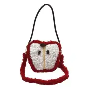 Plush Lamb Wool Crossbody Pouches for Seasonal Christmas Zippered Shoulder Bag