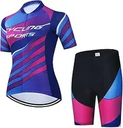 [GRTE] Women's Cycling Jerseys Suit Short Sleeve Cycling Clothing Quick-Dry with Shorts for Riding Racing Mountain Bike