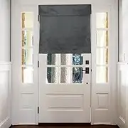 sourcing map Blackout Door Curtains, French Side Door Window Curtain for Privacy, Glass Patio Front Doors Sidelight Tie Up Shade, Dark Gray, 26" x 28", 1 Panel
