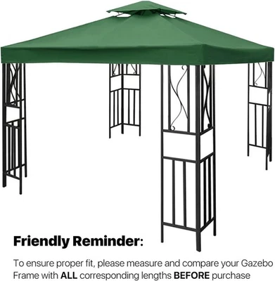 10 x10 ft Canopy Replacement Top Cover, Garden Winds Gazebo Pavilion Roof, Doubl