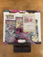 Pokemon TCG Sword & Shield Fusion Strike 3-Pack Blister Eevee Swirl - SEALED New