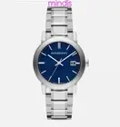 NEW BURBERRY WATCH STAINLESS STEEL SILVER STRAP WITH BLUE DIAL BU9031 GENUINE